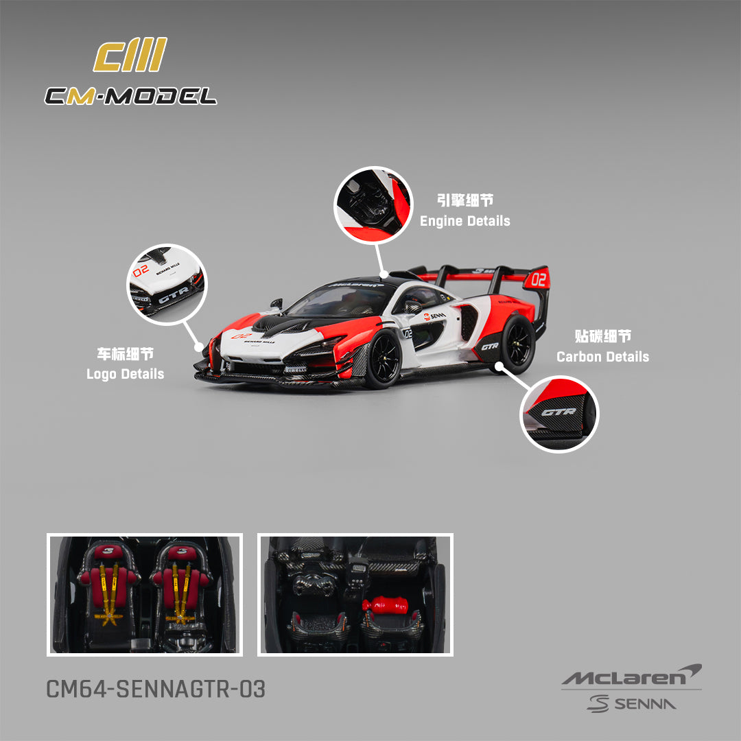 [CM MODEL] 1:64 Mclaren Senna GTR White & Red