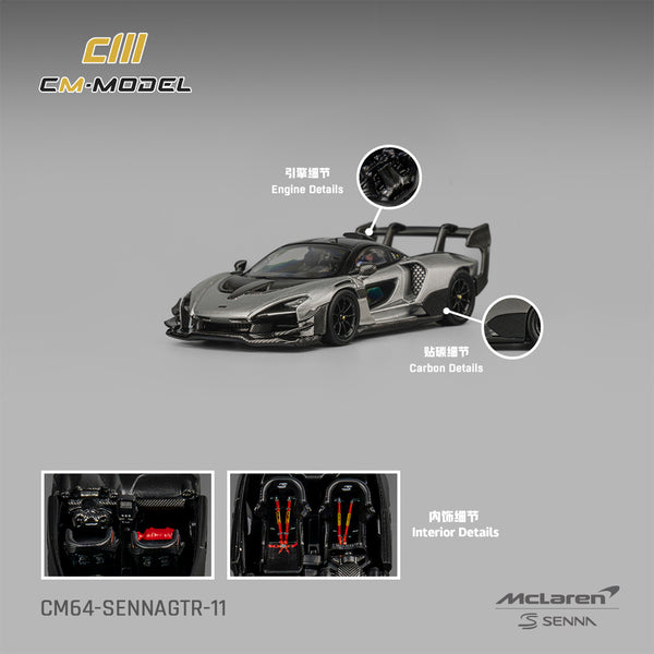 [CM MODEL] 1:64 Mclaren SennaGTR Metallic Silver Gray