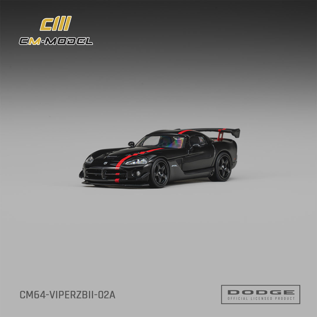 [CM MODEL] 1:64 Dodge Viper ACR (ZBII) Viper Black With Viper Red Racing Stripes
