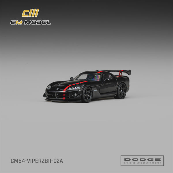 [CM MODEL] 1:64 Dodge Viper ACR (ZBII) Viper Black With Viper Red Racing Stripes