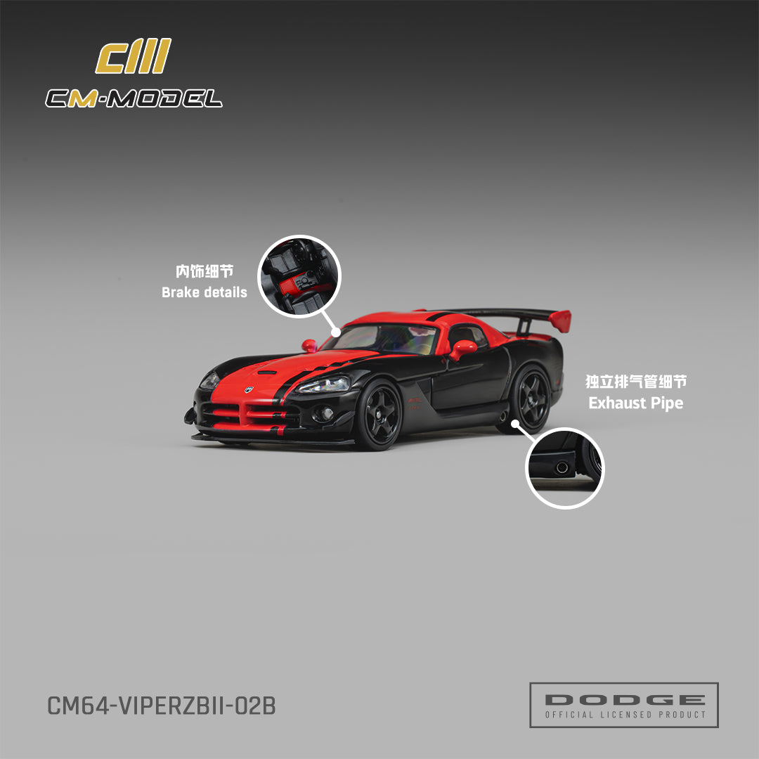 [CM MODEL] 1:64 Dodge Viper ACR (ZBII) Viper Black With Red