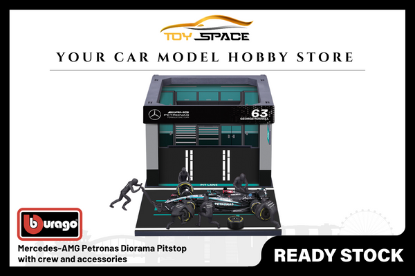 [BBURAGO] 1:43 Mercedes AMG Petronas Diorama Pitstop Set
