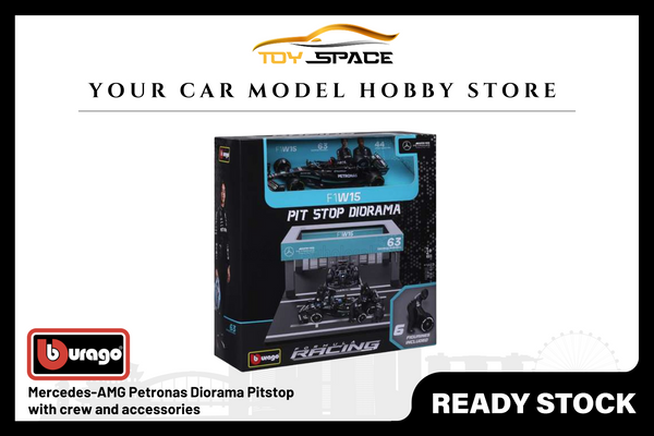 [BBURAGO] 1:43 Mercedes AMG Petronas Diorama Pitstop Set