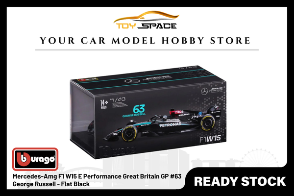 [BBURAGO] 1:43 Mercedes-Amg F1 W15 E Performance Great Britain GP #63 George Russell - Flat Black