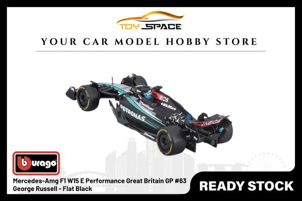 [BBURAGO] 1:43 Mercedes-Amg F1 W15 E Performance Great Britain GP #63 George Russell - Flat Black