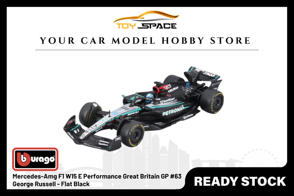 [BBURAGO] 1:43 Mercedes-Amg F1 W15 E Performance Great Britain GP #63 George Russell - Flat Black