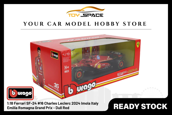 [BBURAGO] 1:18 Ferrari SF-24 #16 Charles Leclerc 2024 Imola Italy Emilia Romagna Grand Prix - Dull Red