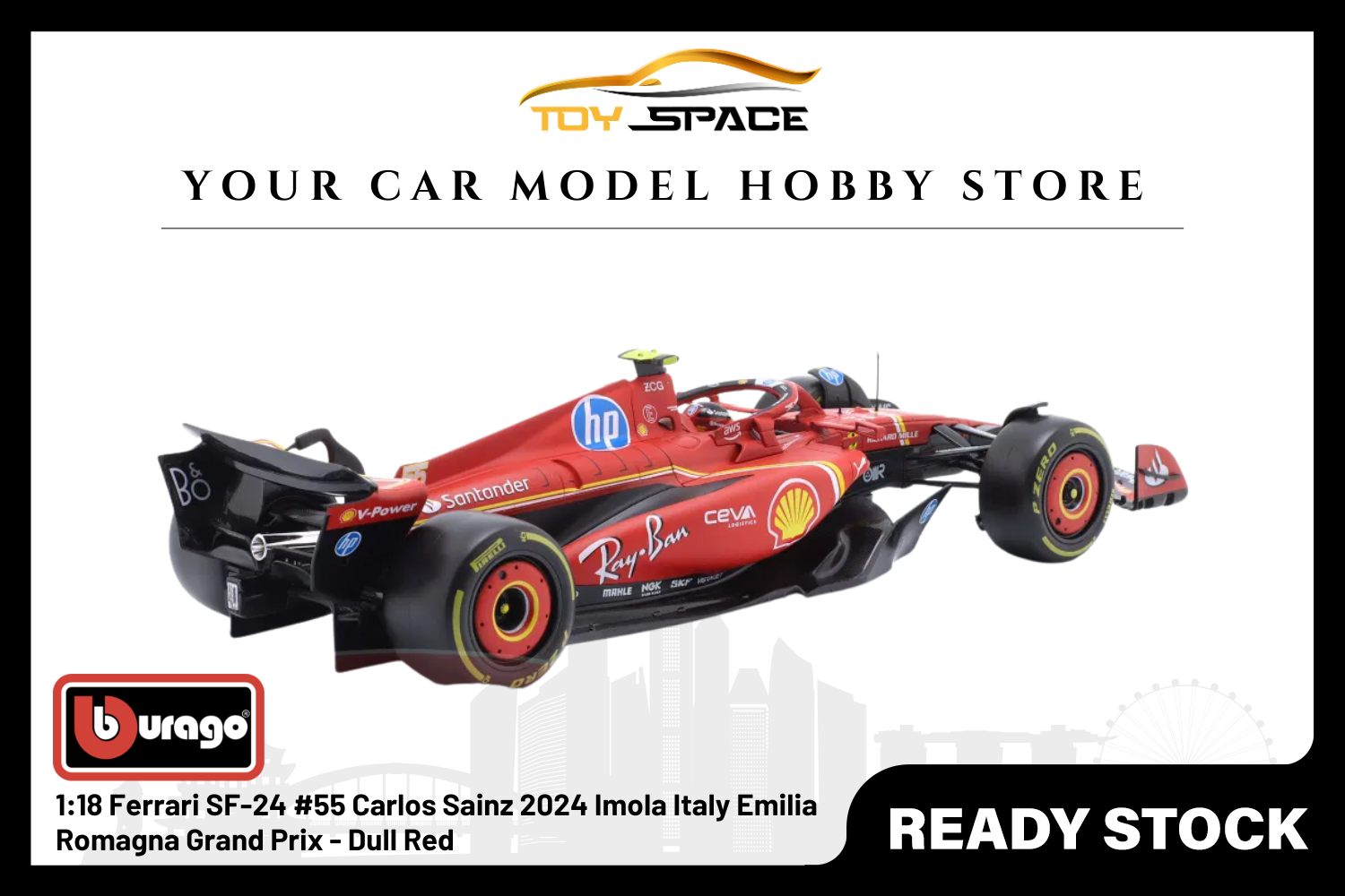 [BBURAGO] 1:18 Ferrari SF-24 #55 Carlos Sainz 2024 Imola Italy Emilia Romagna Grand Prix - Dull Red