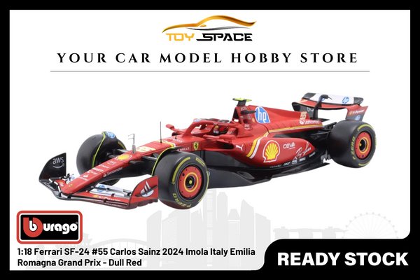 [BBURAGO] 1:18 Ferrari SF-24 #55 Carlos Sainz 2024 Imola Italy Emilia Romagna Grand Prix - Dull Red
