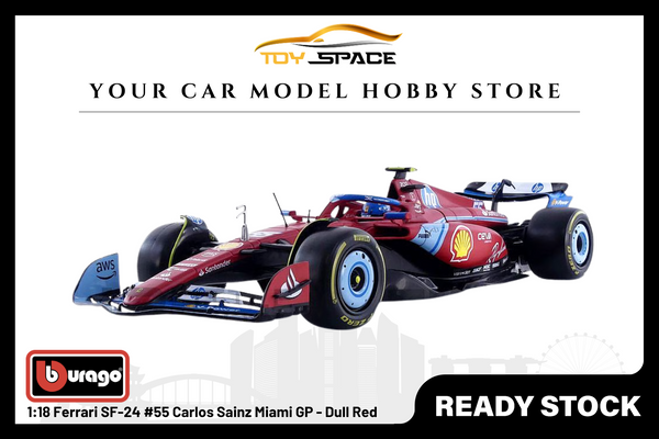 [BBURAGO] 1:18 Ferrari SF-24 #55 Carlos Sainz Miami GP - Dull Red