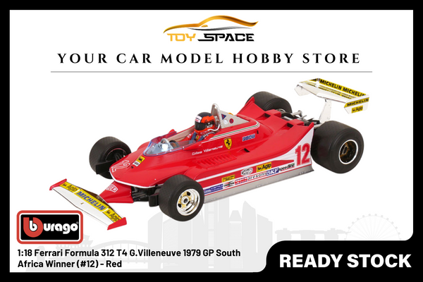 [BBURAGO] 1:18 Ferrari Formula 312 T4 G.Villeneuve 1979 GP South Africa Winner (#12) - Red