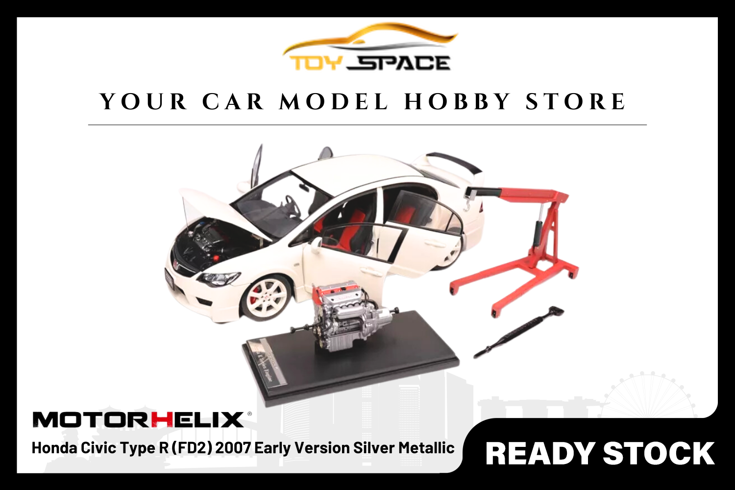 [MOTORHELIX] 1:18 Honda Civic Type R (FD2) 2007 Early Version Silver Metallic