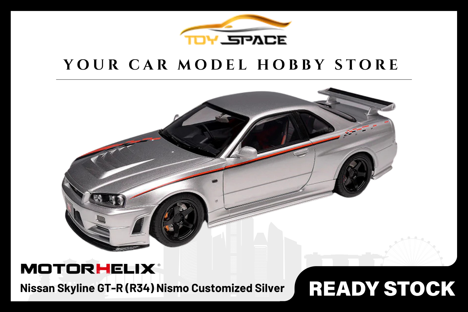 [MOTORHELIX] 1:18 Nissan Skyline GT-R (R34) Nismo Customized Silver