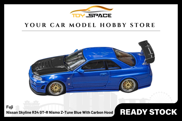 [FUJI] 1:64 Nissan Skyline R34 GT-R Nismo Z-Tune Blue With Carbon Hood