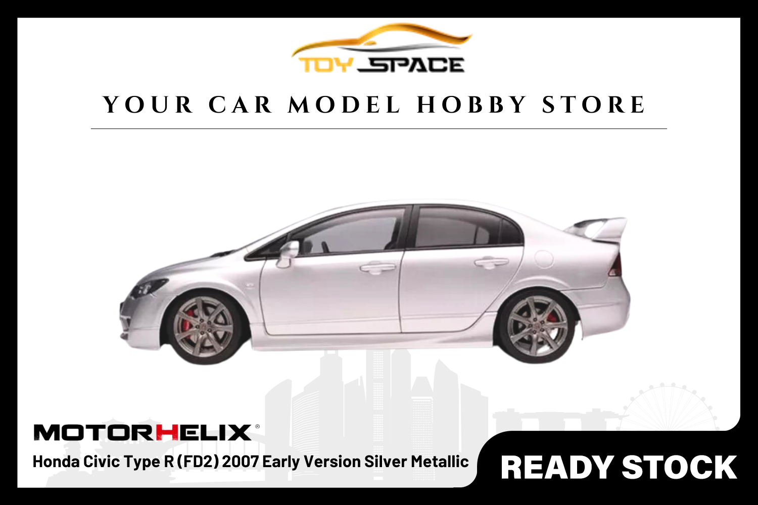 [MOTORHELIX] 1:18 Honda Civic Type R (FD2) 2007 Early Version Silver Metallic