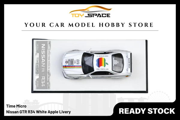 [TIME MICRO] 1/64 Nissan GTR R34 White Apple Livery