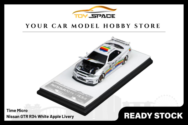 [TIME MICRO] 1/64 Nissan GTR R34 White Apple Livery