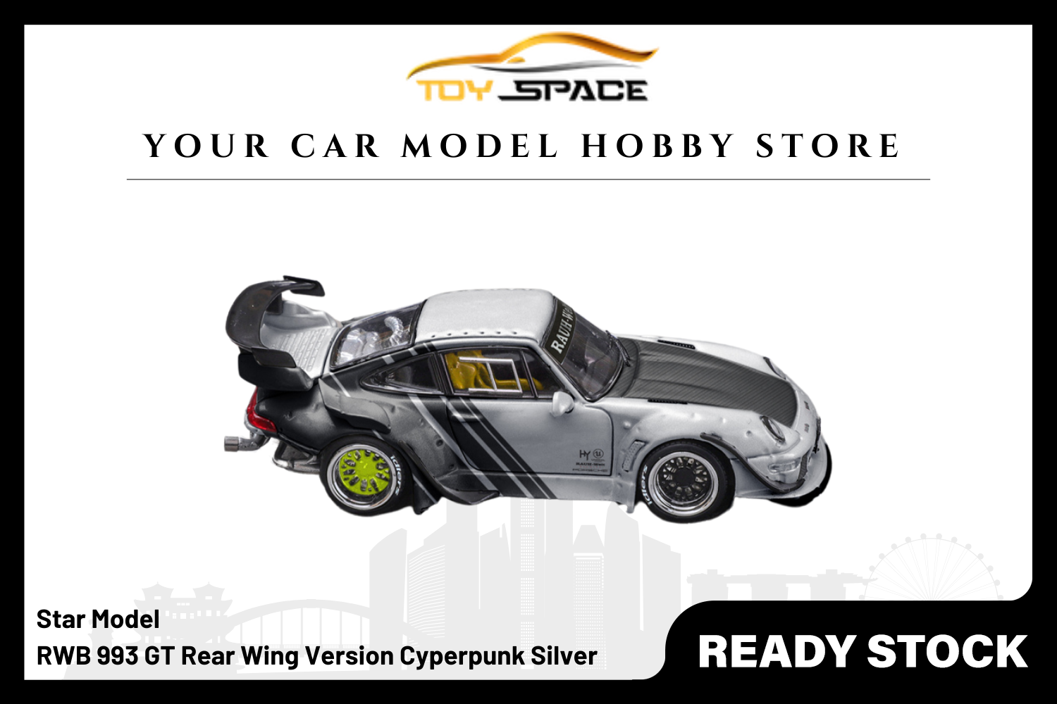 [STAR MODEL] 1/64 RWB 993 GT Rear Wing Version Cyperpunk Silver