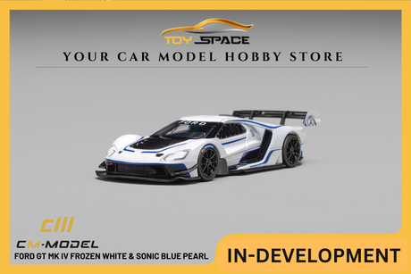 [CM MODEL] 1:64 Ford GT MK IV Frozen White & Sonic Blue Pearl - Toy Space Diecast Online Store Singapore