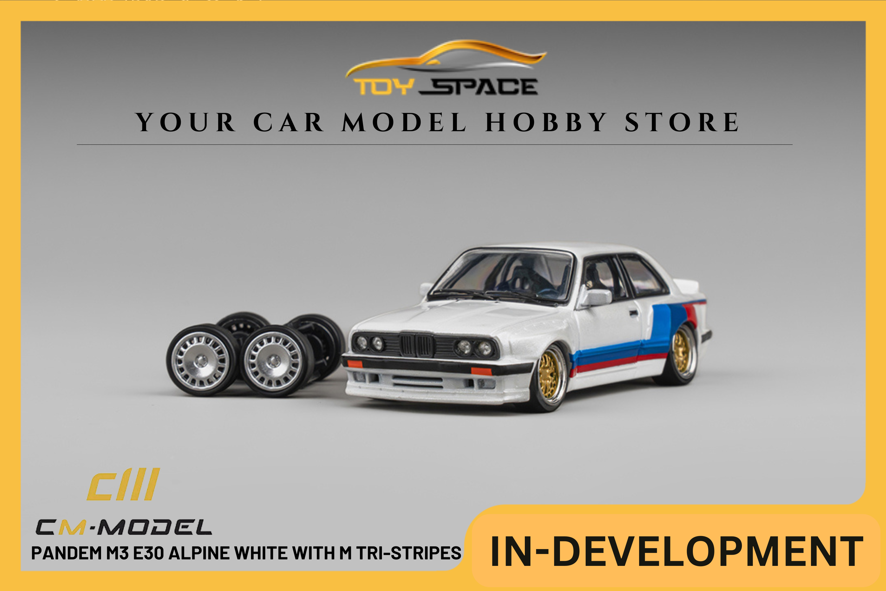 [CM MODEL] 1:64 Pandem M3 E30 Alpine White With M Tri-Stripes - Toy Space Diecast Online Store Singapore