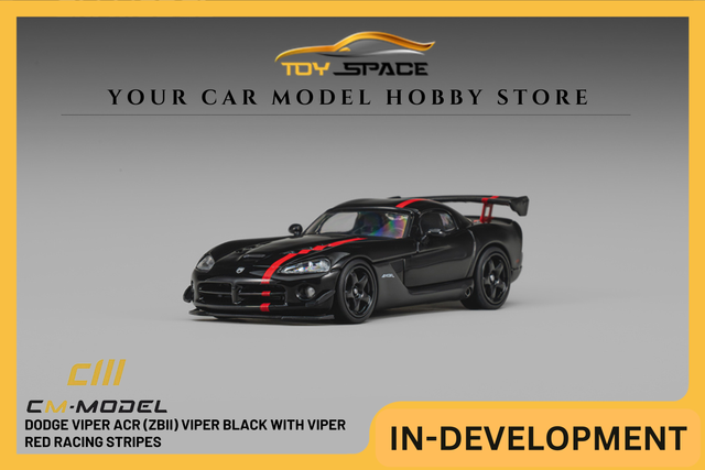 [CM MODEL] 1:64 Dodge Viper ACR (ZBII) Viper Black With Viper Red Racing Stripes - Toy Space Diecast Online Store Singapore