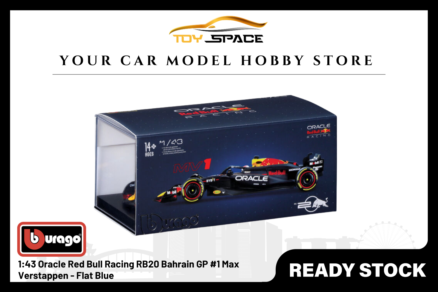 [BBURAGO] 1:43 Oracle Red Bull Racing F1 RB20 Bahrain GP #1 Max Verstappen - Flat Blue