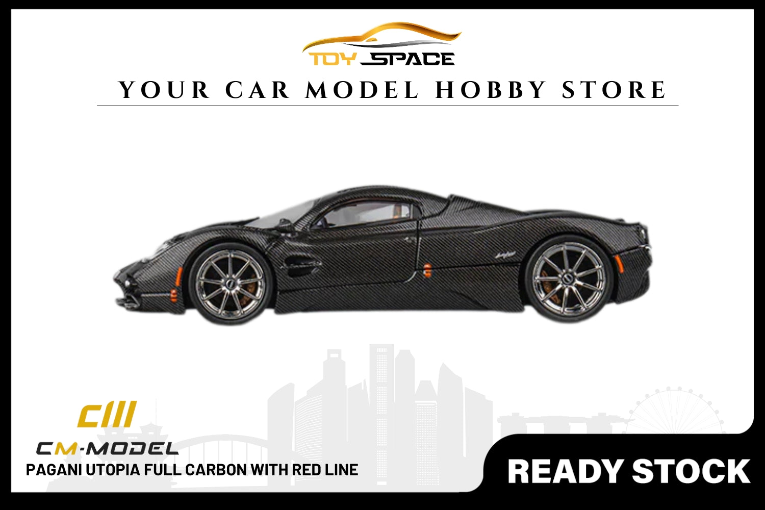 [CM MODEL] 1:64 Pagani Utopia Full Carbon With Red Line