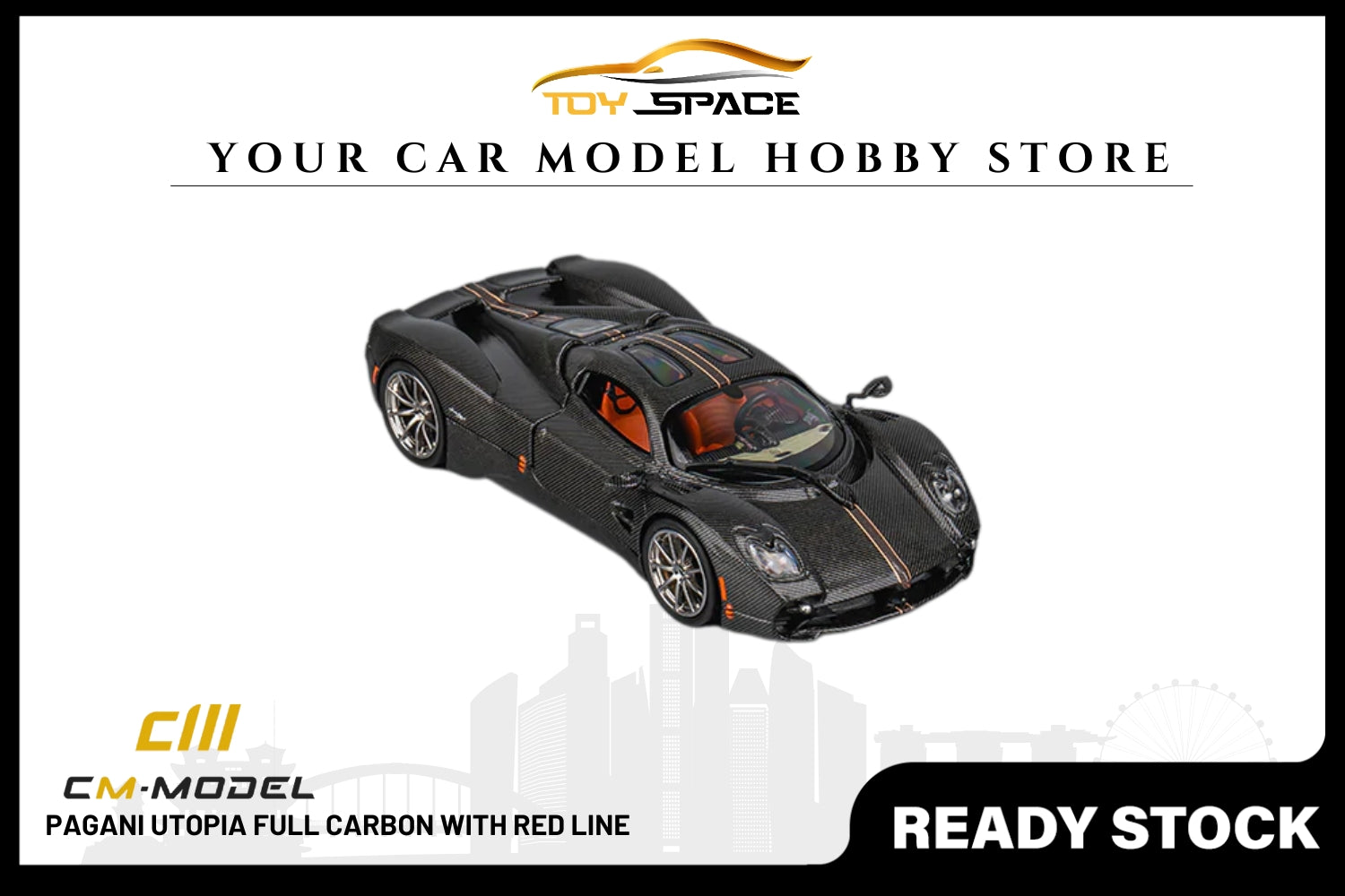[CM MODEL] 1:64 Pagani Utopia Full Carbon With Red Line