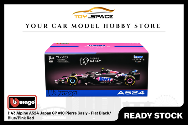 [BBURAGO] 1:43 Alpine A524 Japan GP #10 Pierre Gasly - Flat Black/Blue/Pink Red