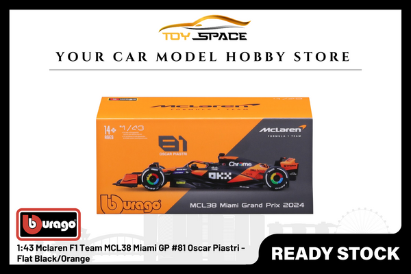 [BBURAGO] 1:43 Mclaren F1 Team MCL38 Miami GP #81 Oscar Piastri - Flat Black/Orange