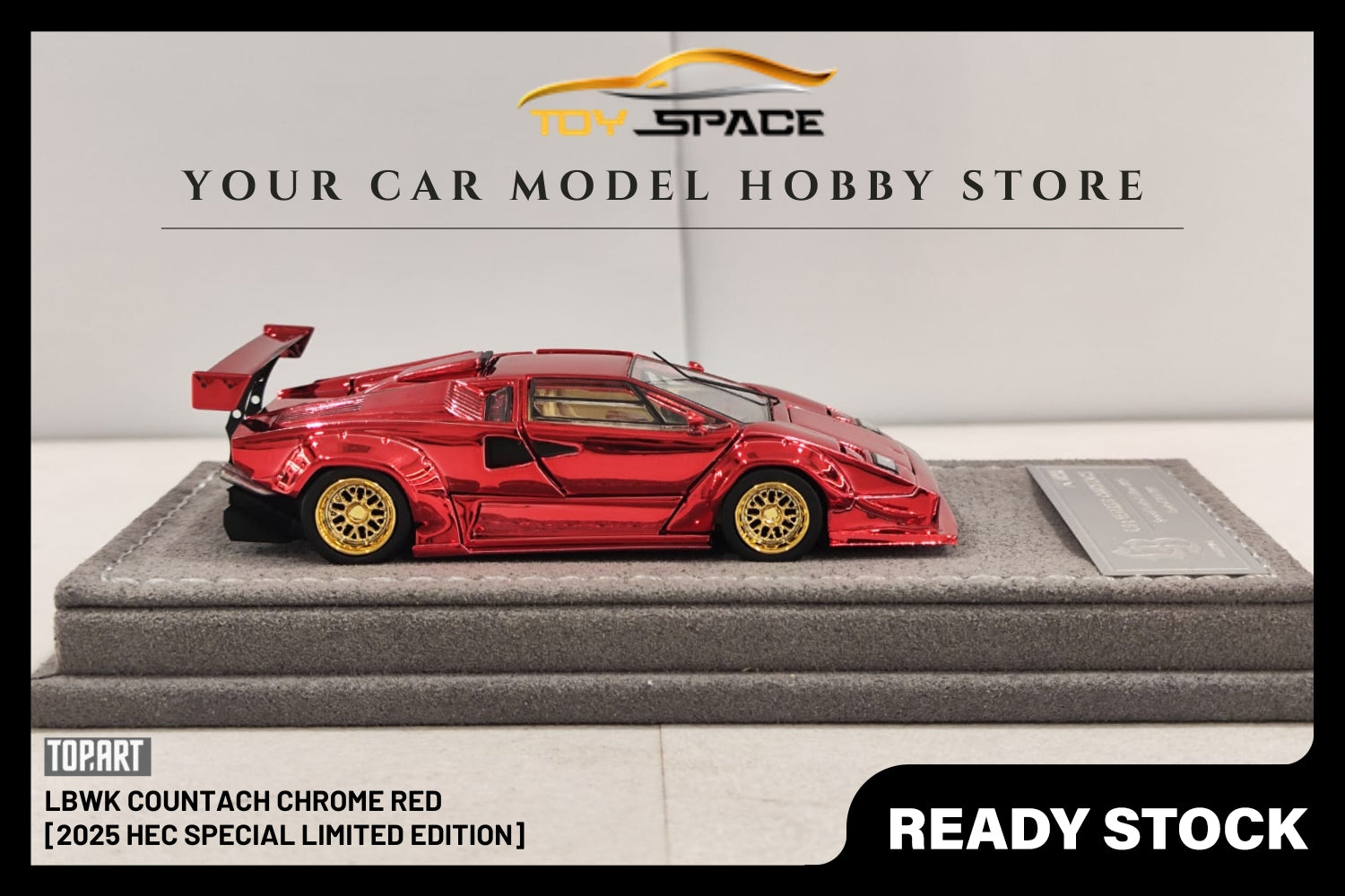[TOPART] 1:64 LBWK Countach Chrome Red [2025 HEC Special Limited Edition]
