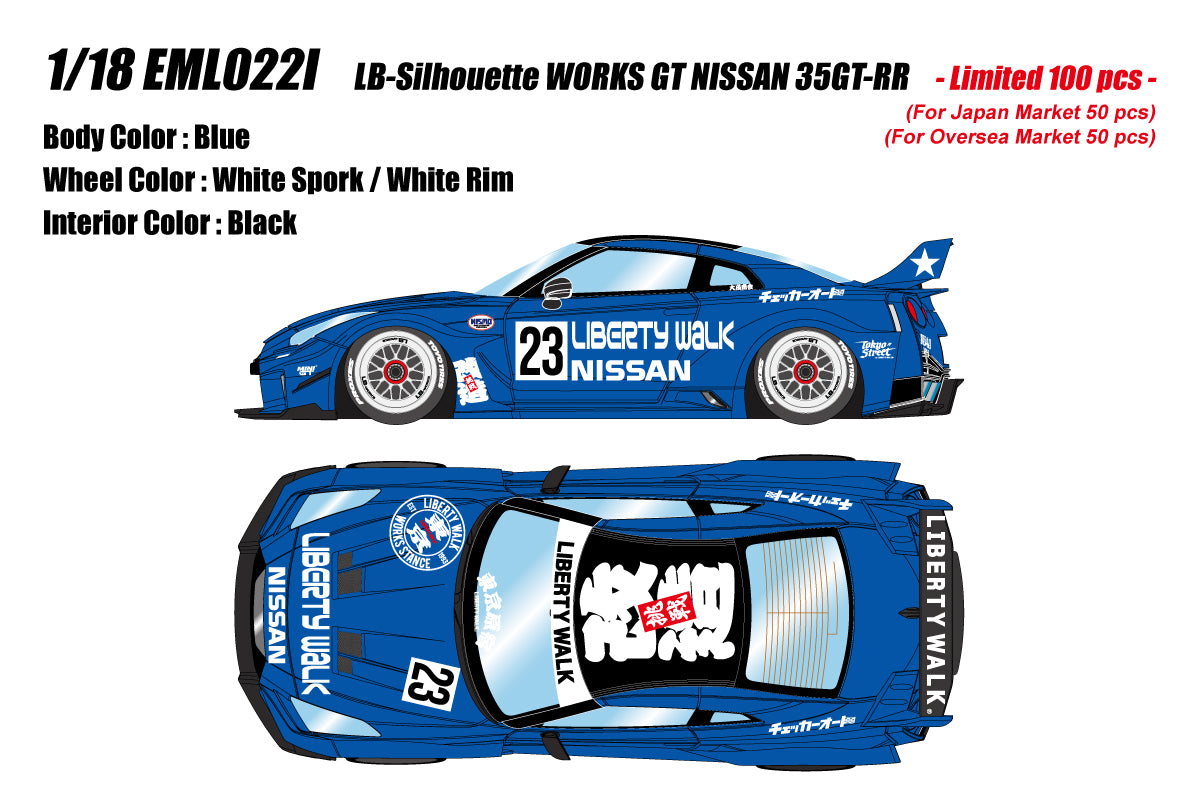 [MAKE UP] 1:18 LB-Silhouette Works GT Nissan 35GT-RR Blue [EML022I]