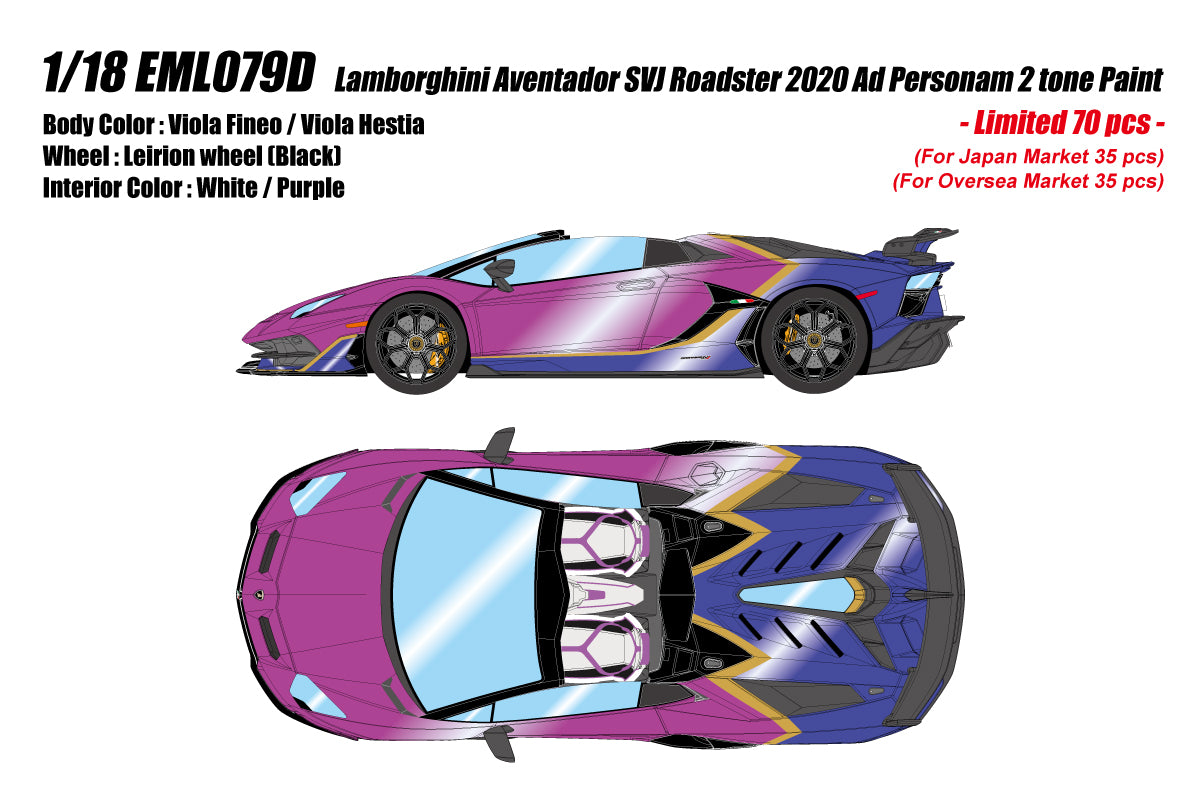 [MAKE UP] 1:18 Lamborghini Aventador SVJ Roadster Ad Personam 2tone Paint [EML079]