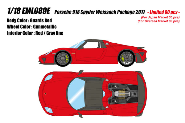 [MAKE UP] 1:18 Porsche 918 Spyder Weissach Package 2011 Guards Red [EML089E]