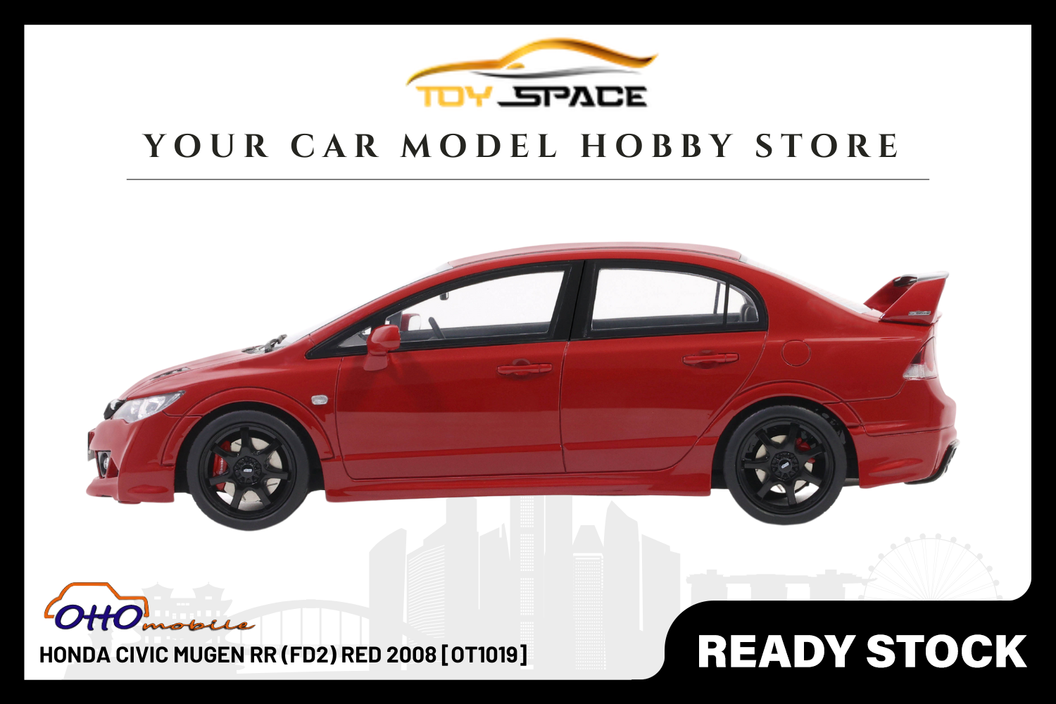 [OTTOMOBILE] 1/18 Honda Civic Mugen RR (FD2) RED 2008 [OT1019]