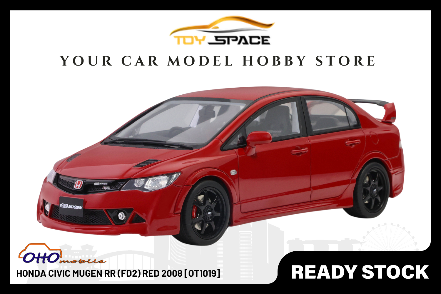 [OTTOMOBILE] 1/18 Honda Civic Mugen RR (FD2) RED 2008 [OT1019]