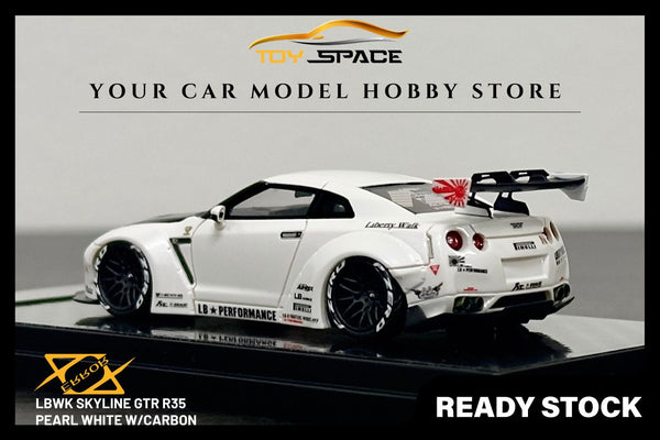 [ERROR 404 MODEL] 1/64 LBWK Skyline GTR R35 - Pearl White Carbon Bonnet (Limited 199 pcs)