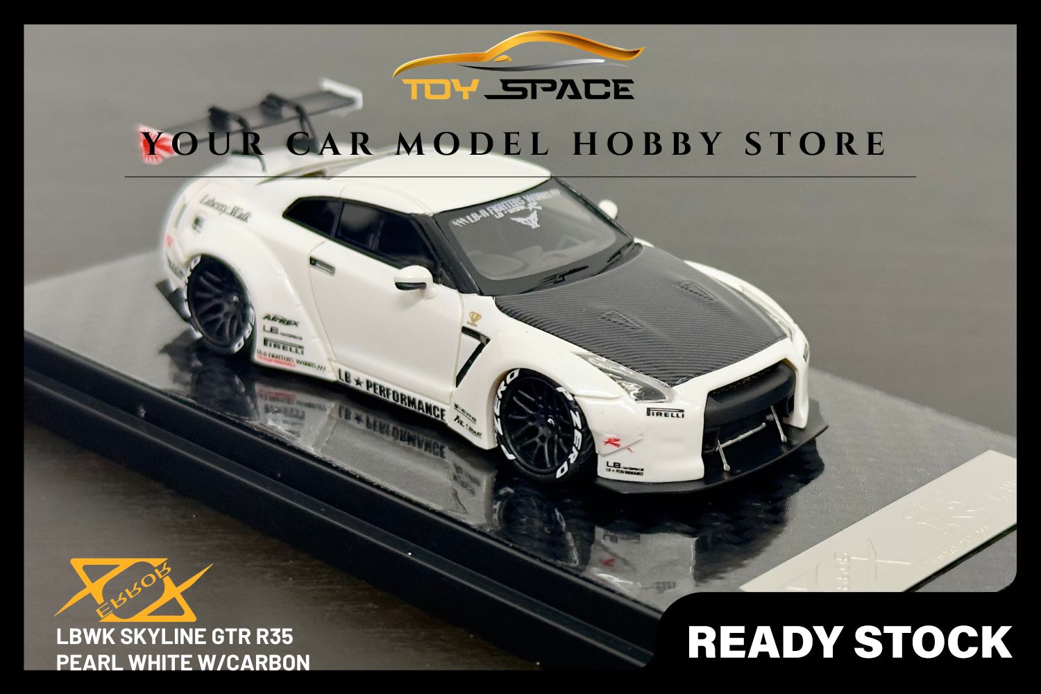 [ERROR 404 MODEL] 1/64 LBWK Skyline GTR R35 - Pearl White Carbon Bonnet (Limited 199 pcs)