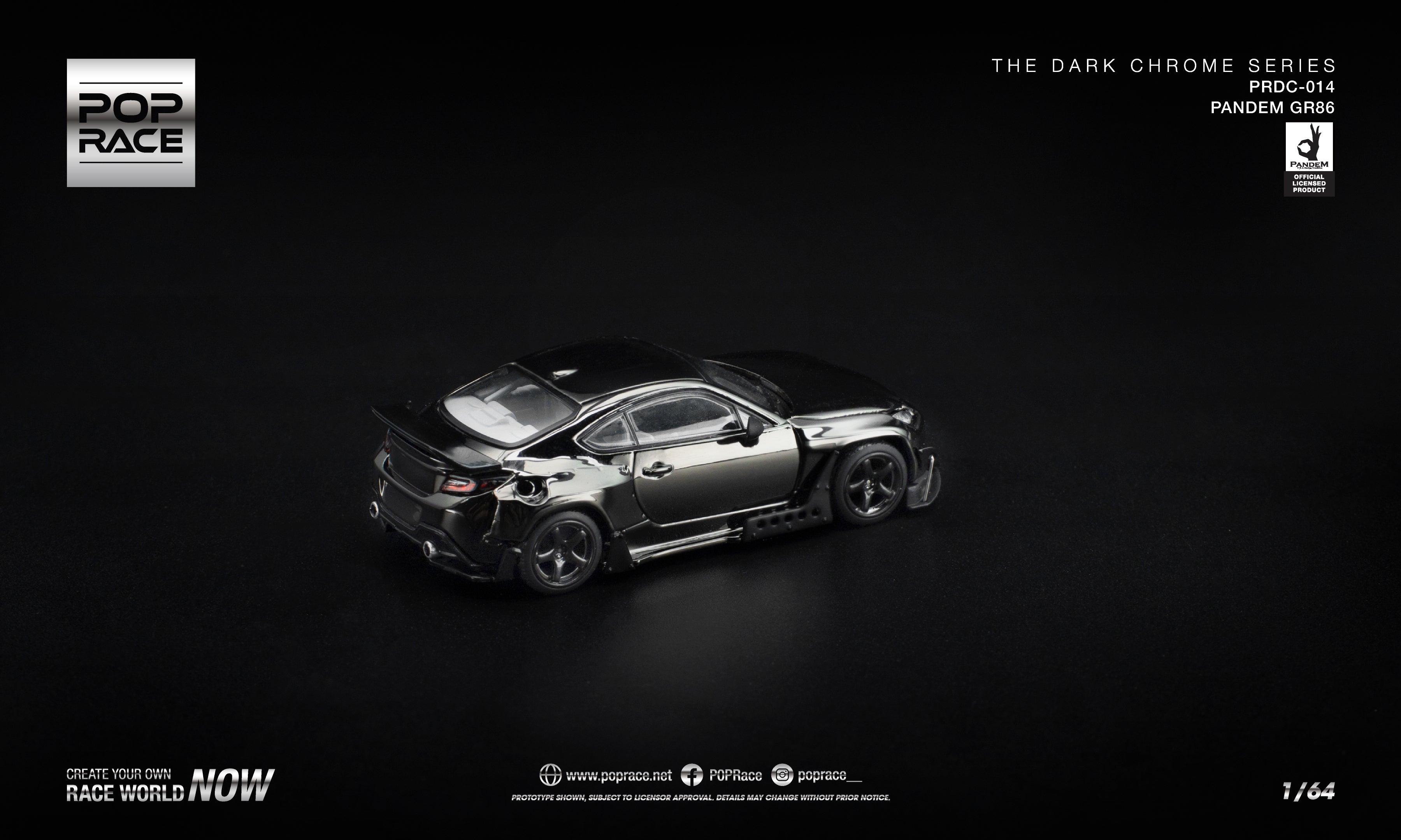 [POP RACE] 1:64 Pandem GR86 Dark Chrome