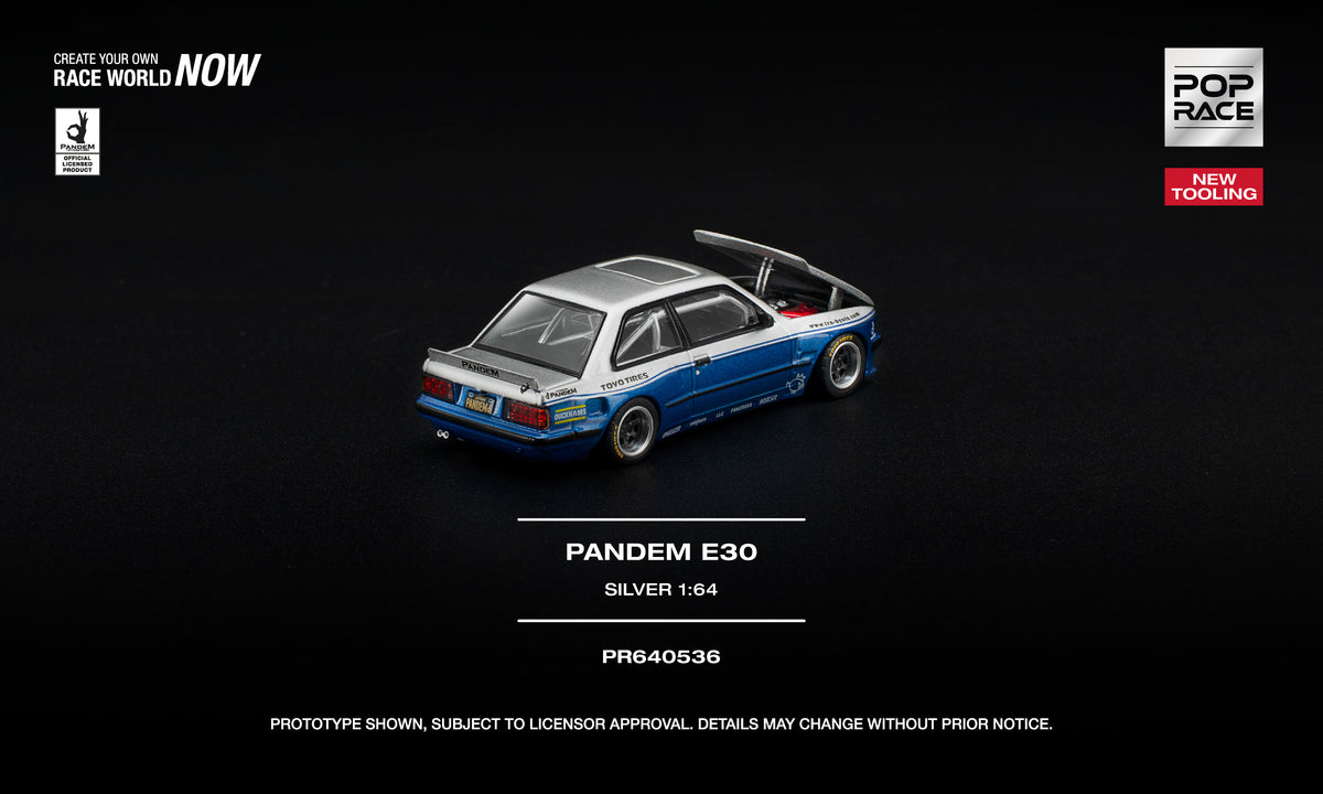[POP RACE] 1:64 Pandem E30 Silver - Toy Space Diecast Online Store Singapore