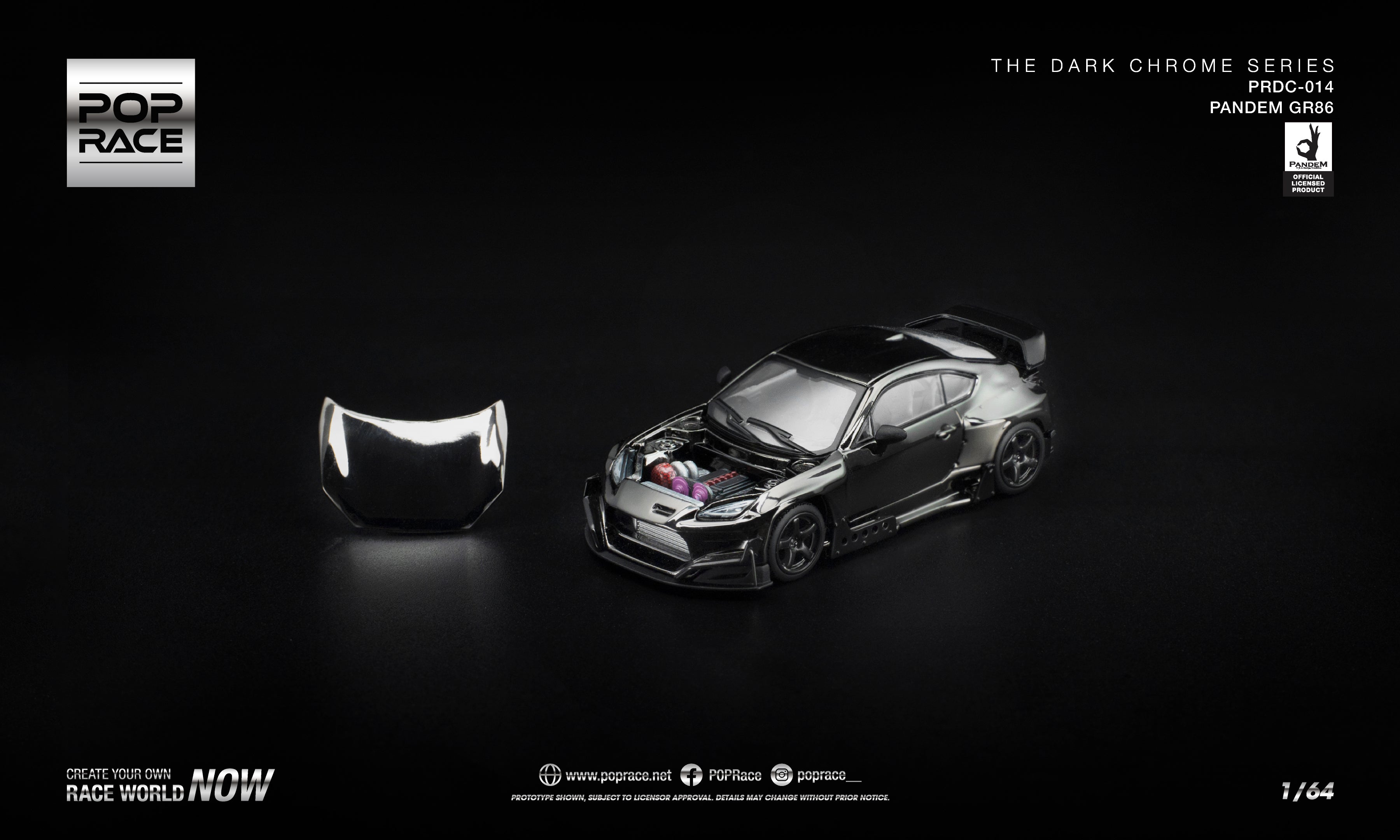 [POP RACE] 1:64 Pandem GR86 Dark Chrome