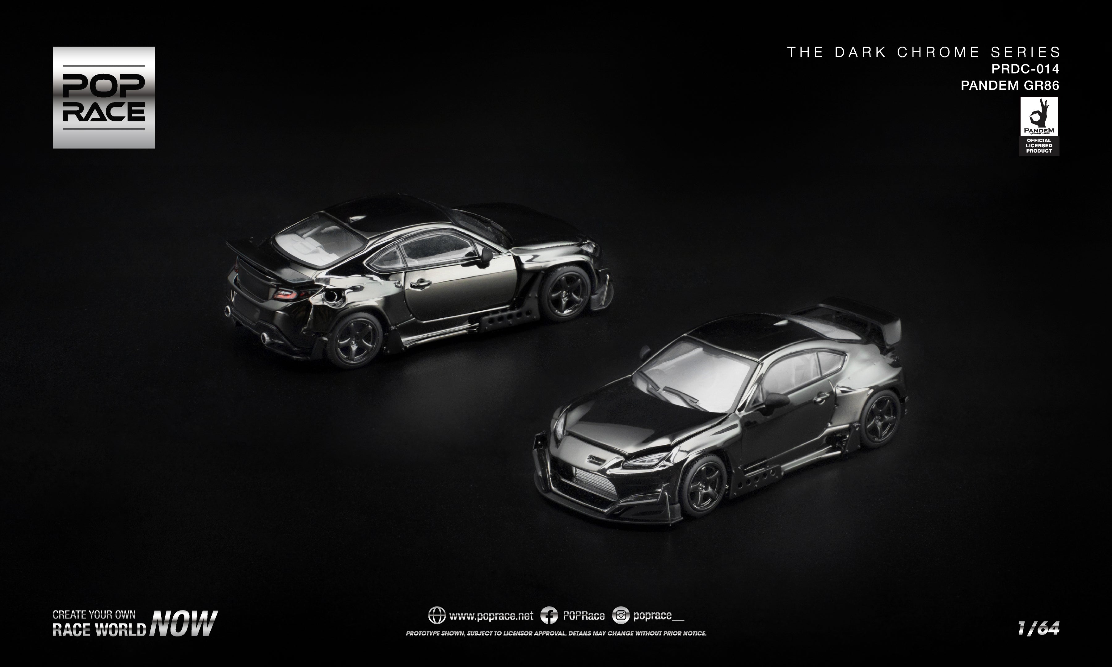 [POP RACE] 1:64 Pandem GR86 Dark Chrome