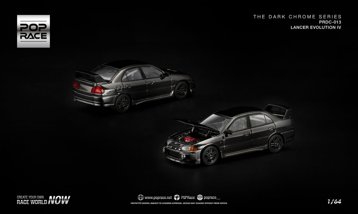 [POP RACE] 1:64 Lancer Evolution IV Dark Chrome - Toy Space Diecast Online Store Singapore