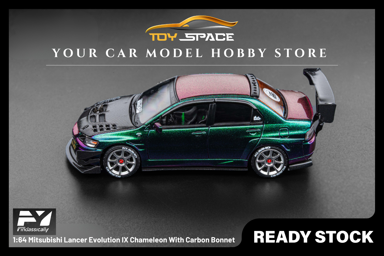 [FINCLASSICALLY] 1:64 Mitsubishi Lancer Evolution IX Chameleon With Carbon Bonnet