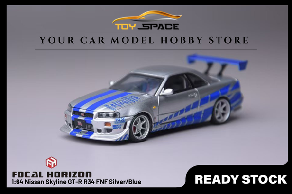 [FOCAL HORIZON] 1:64 Nissan Skyline GT-R R34 FNF Silver/Blue