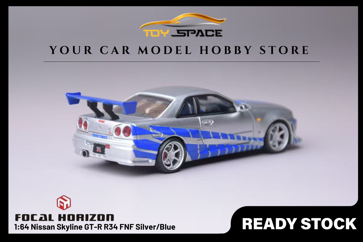 [FOCAL HORIZON] 1:64 Nissan Skyline GT-R R34 FNF Silver/Blue