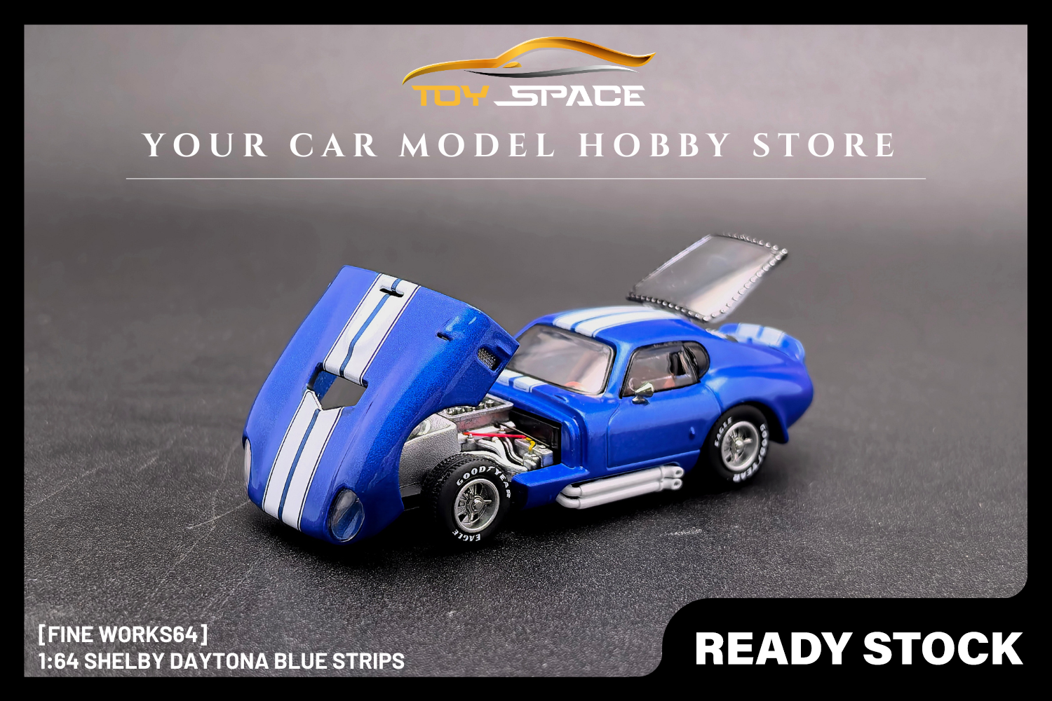 [FINE WORKS64] 1:64 Shelby Daytona Blue Strips