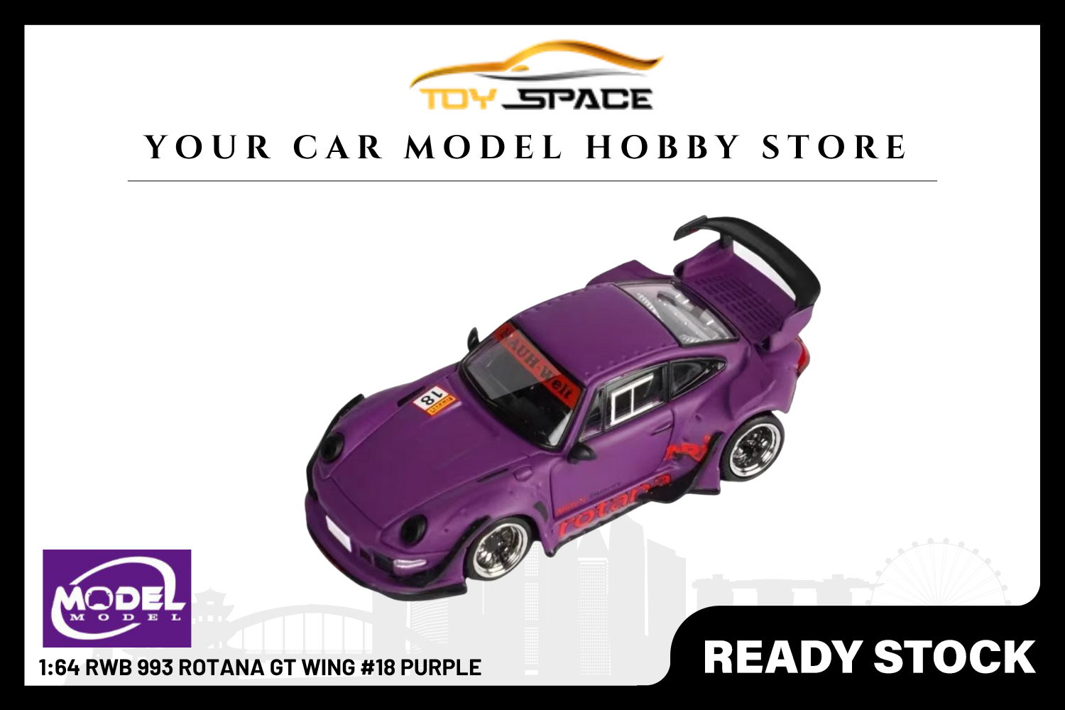 [MODEL MODEL] 1:64 RWB 993 Rotana GT Wing #18 Purple