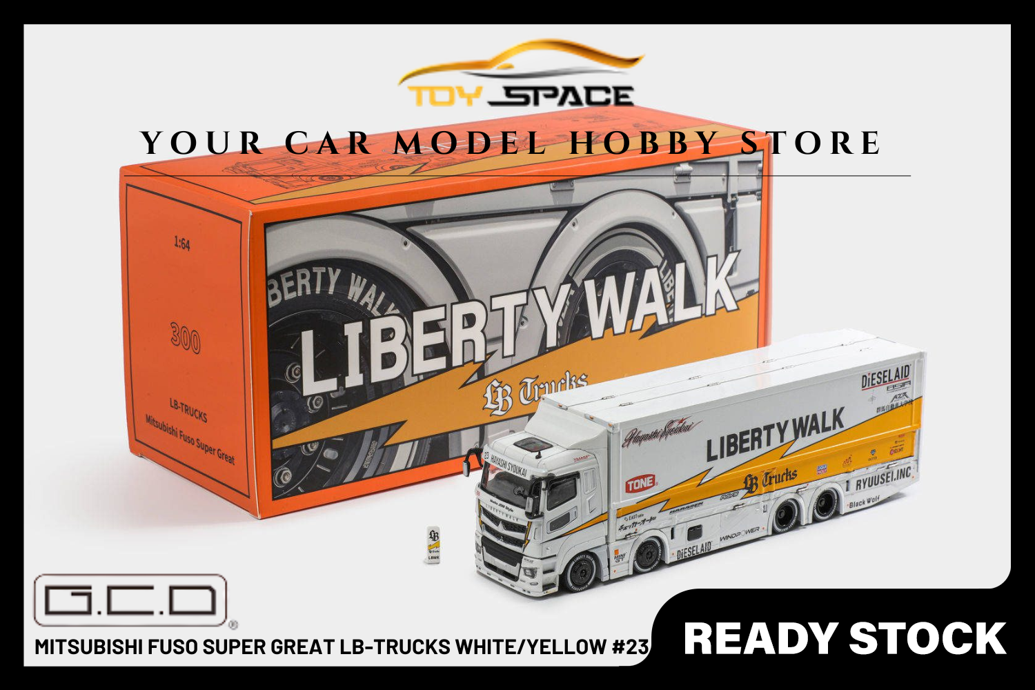 [GCD] 1:64 Mitsubishi Fuso Super Great LB-Trucks White/Yellow #23