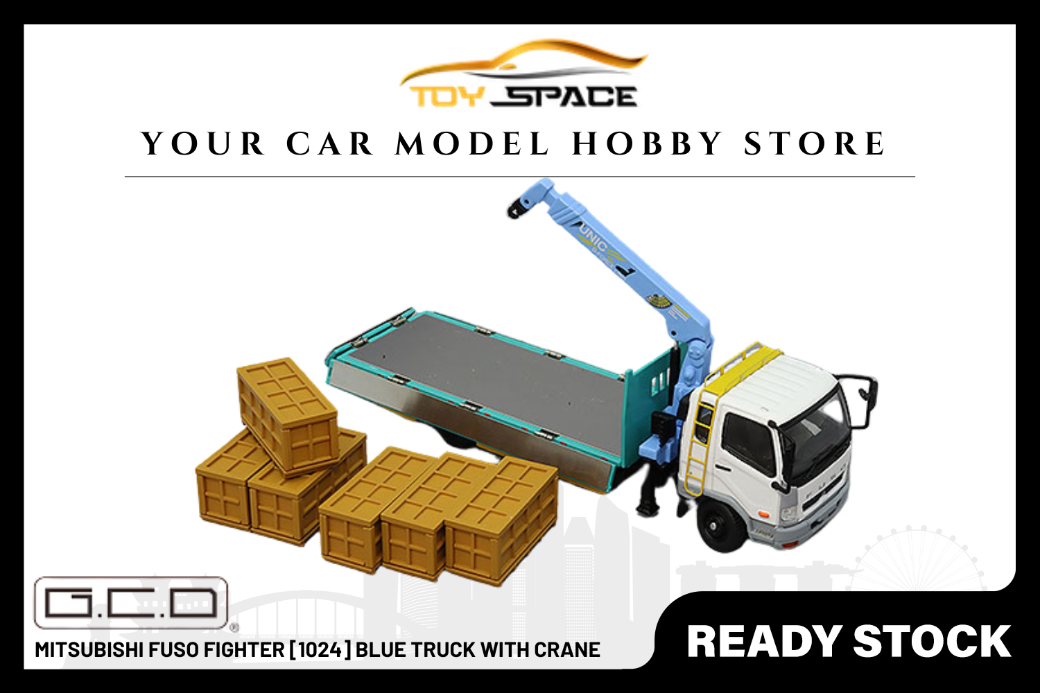 [GCD] 1:64 Mitsubishi Fuso Fighter [1024] Blue Truck With Crane